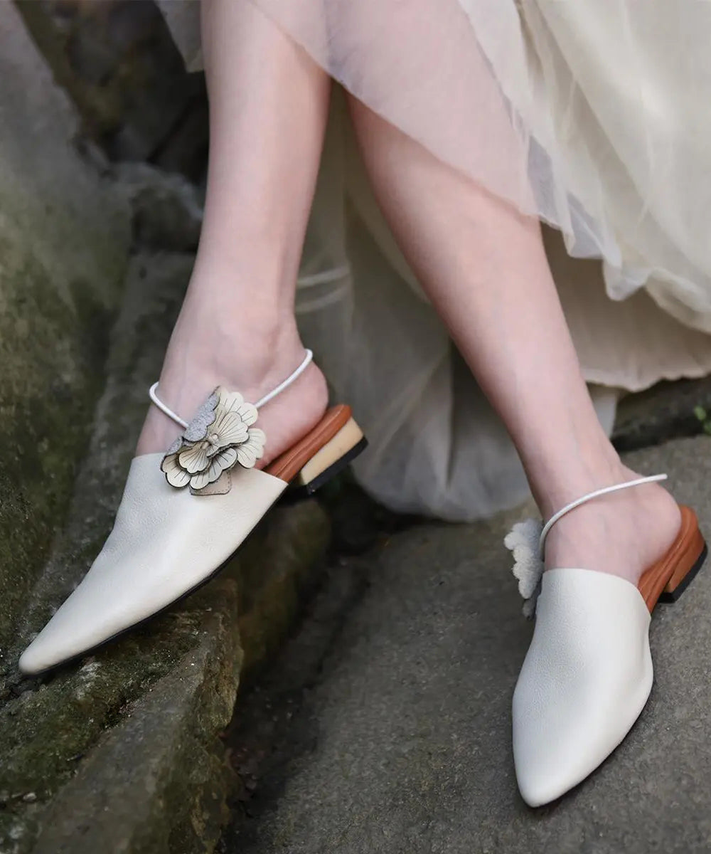 Coffee Flower Cross Strap Slide Sandals