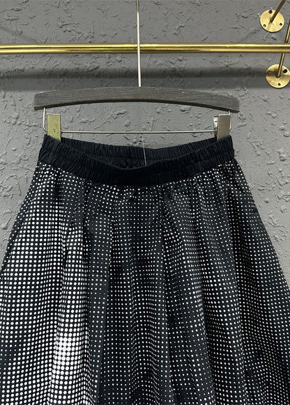 Colorblock Wrinkled Pockets Patchwork Cotton a Line Skirts Fall