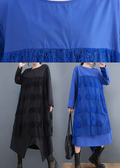 Blue Tulle Patchwork Cotton Dress Spring
