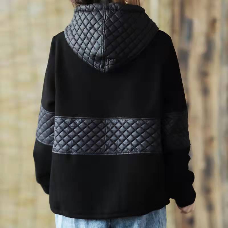 Diy Black Clothes for Hooded Patchwork Midi Spring Blouse