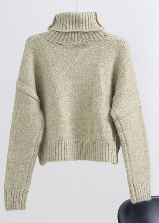 Green Turtleneck Knit Pullover Spring