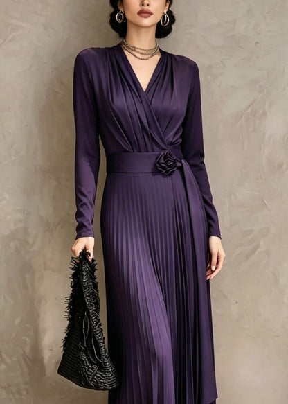 Organic Purple V Neck Tunic Maxi Dress Fall