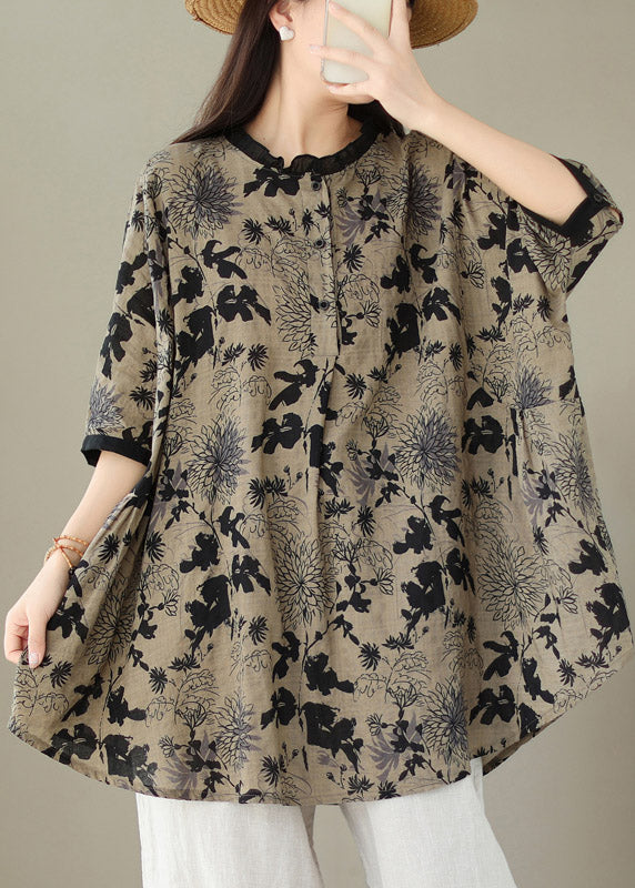 Black O-neck Print Top Half Sleeve