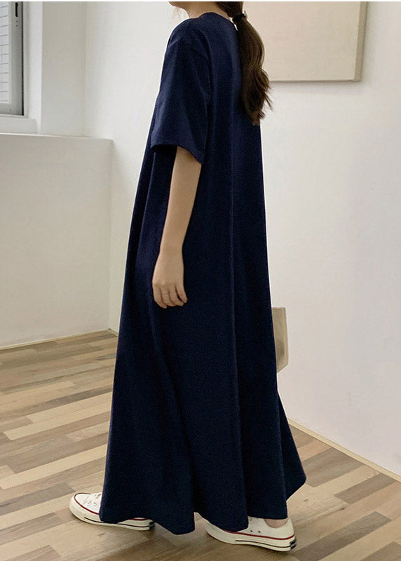 Classy Blue Cotton Long Dresses Summer