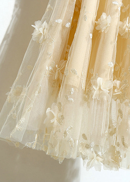 Diy Apricot Embroideried Tulle a Line Skirts Summer