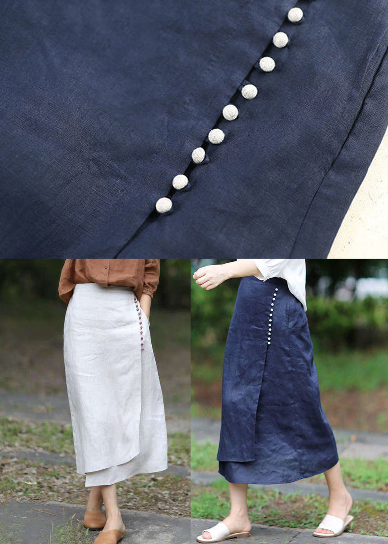 Boutique White Asymmetrical Design Elastic Waist a Line Skirts Spring