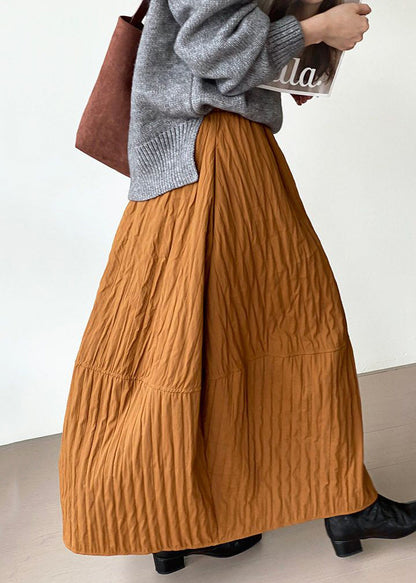 Art Brown Patchwork Cotton a Line Skirt Spring