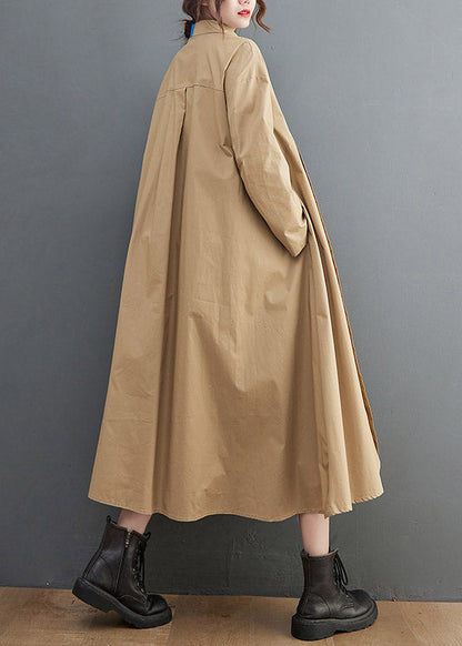 Loose Blue Peter Pan Collar Button Asymmetrical Design Pockets Shirt Dresses Spring