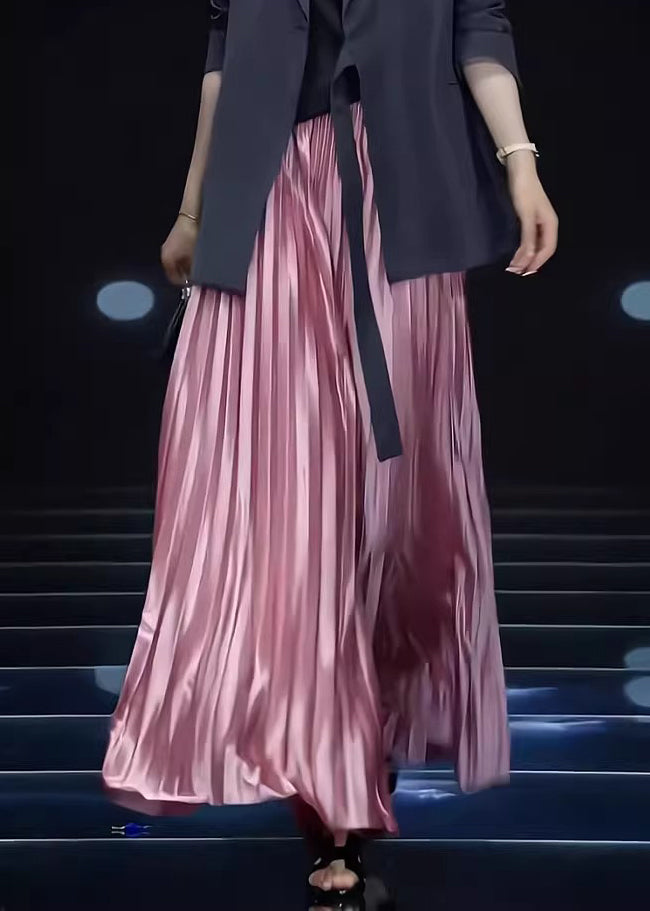Loose Pink Wrinkled Cotton Skirts Spring