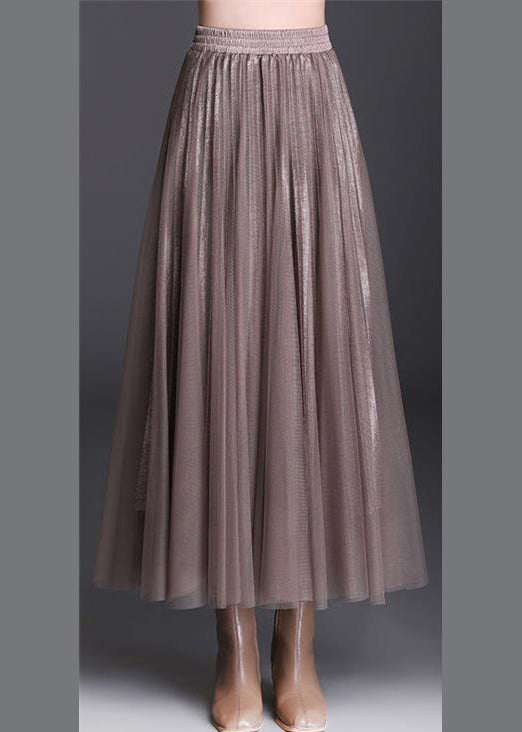 Stylish Chocolate Draping Tulle a Line Skirts Spring