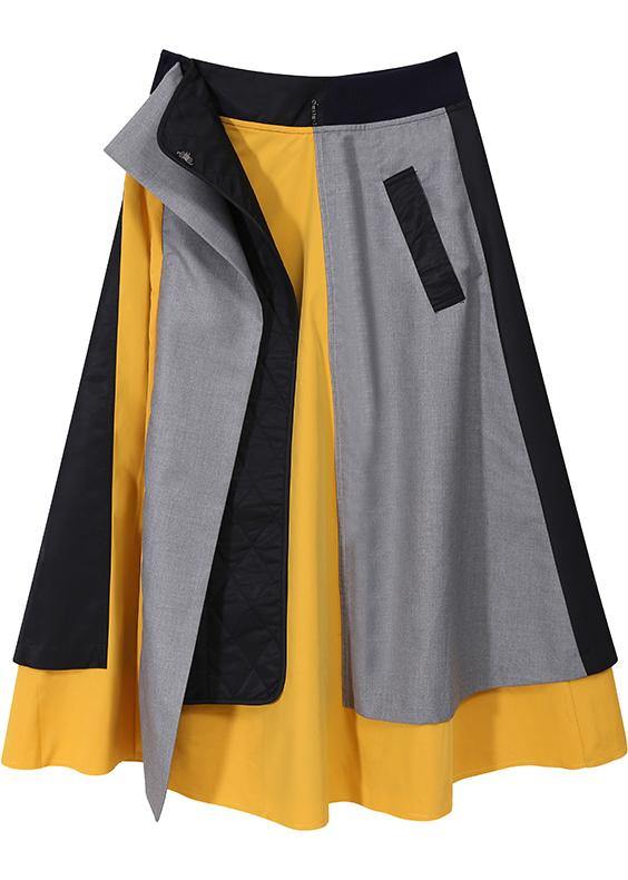 Multicolor Patchwork A-line Long Skirt