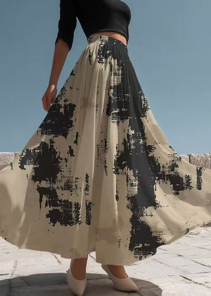 Apricot Tie Dye Exra Large Hem Chiffon Skirt Summer