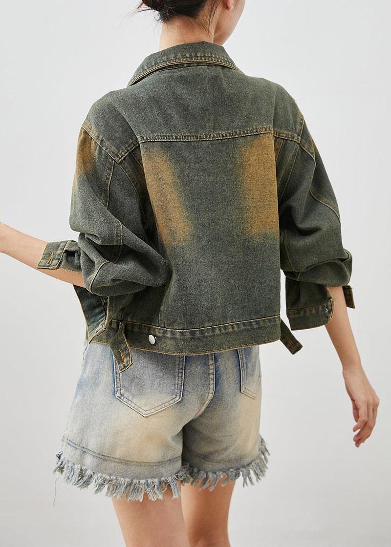 Blue Oversized Denim Short Coats Fall