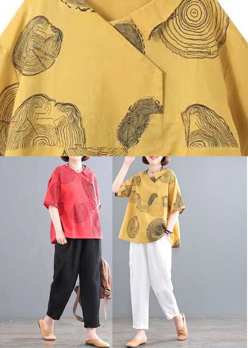 Red Patchwork Pockets Top and Crop Pants Two Piece Set Summer