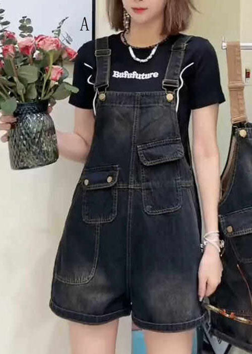 Pockets Patchwork Loose Denim Jumpsuits Summer