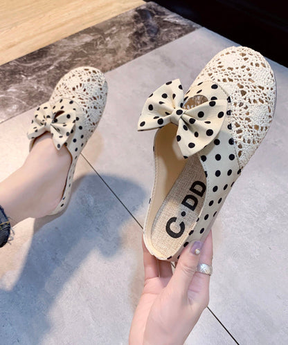 Black Bow Splicing Breathable Mesh Slide Sandals