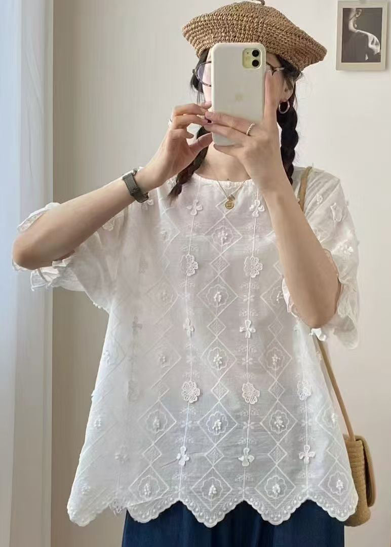 Apricot Oversized Jacquard Cotton Top Summer