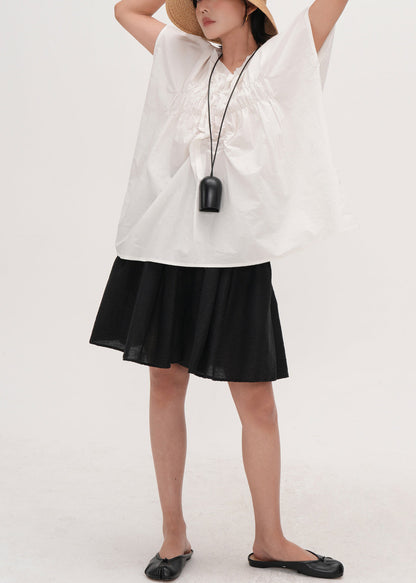 White Oversized Wrinkled Cotton Tank Tops Summer