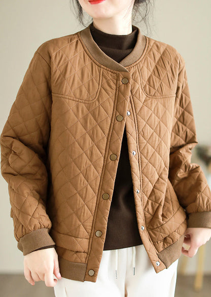 Red Button Warm Fine Cotton Filled Puffers Jackets Winter