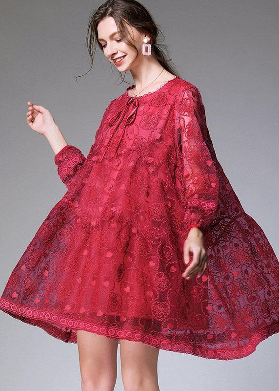 Mulberry O-neck Tulle Spring Long Sleeve Maxi Dress