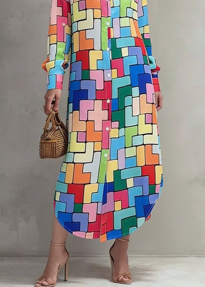 Peter Pan Collar Print Cotton Shirts Dress Spring