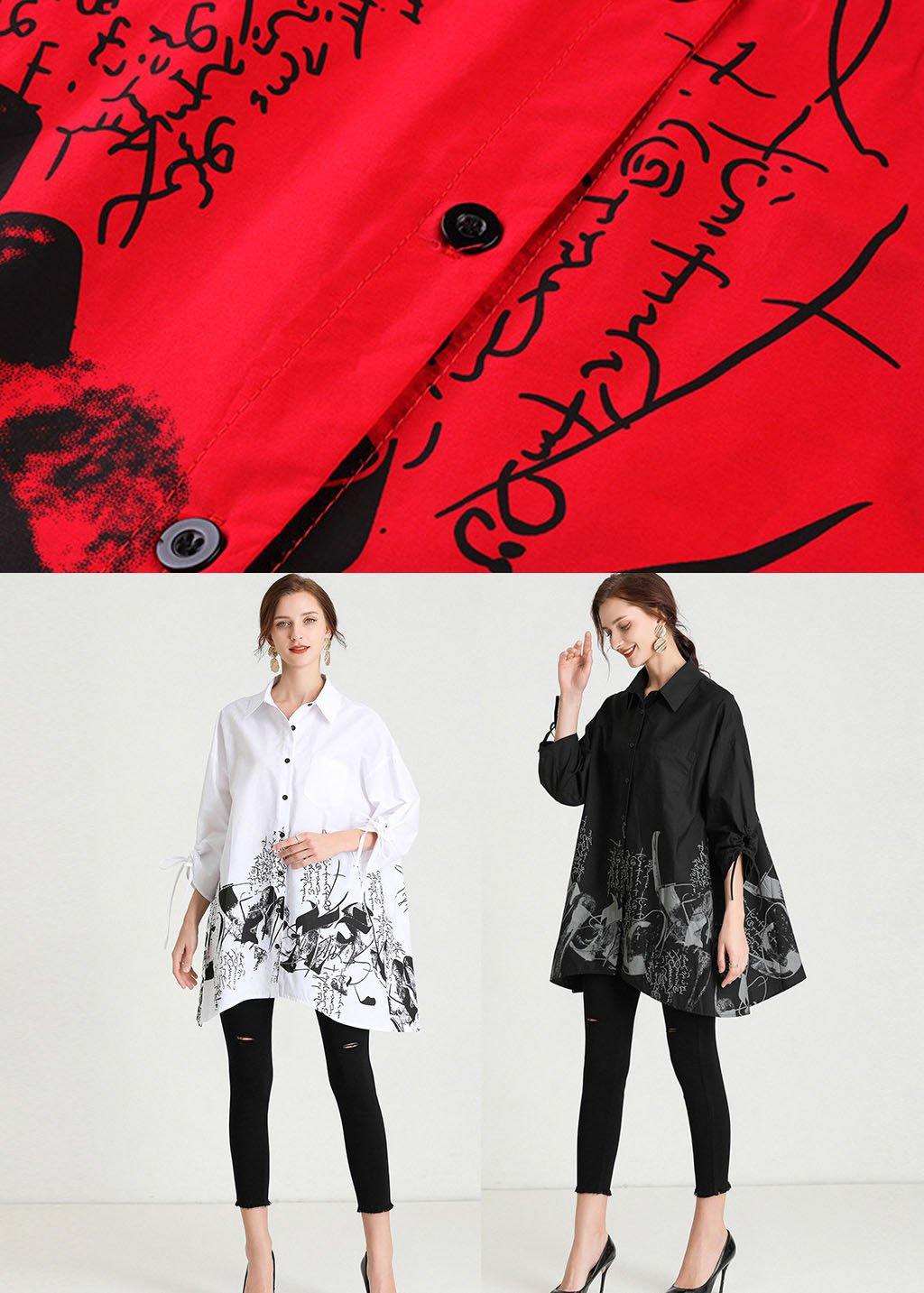 White Peter Pan Collar Button Print Top Shirts