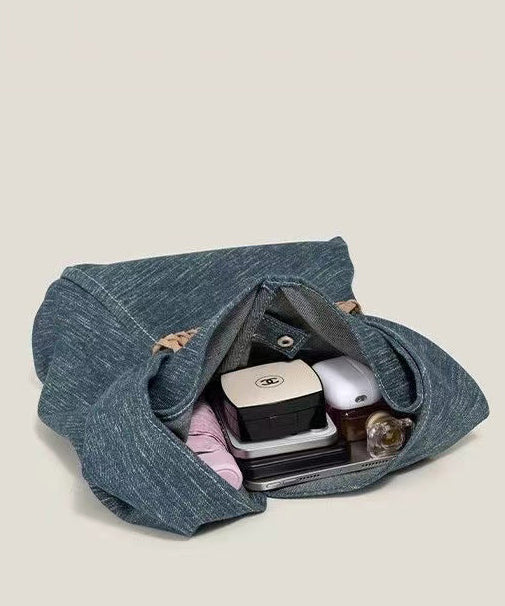 Blue Asymmetrical Design Denim Shoulder Bags