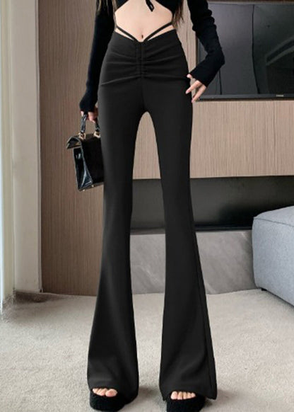 Style Coffee High Waist Patchwork Flared Trousers Summer