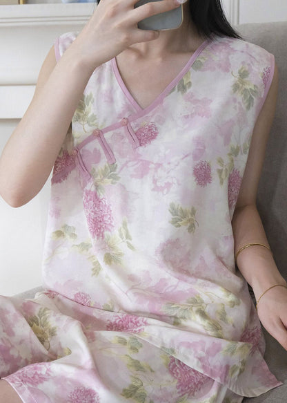 New Light Green Patchwork Side Open Pajamas Sets