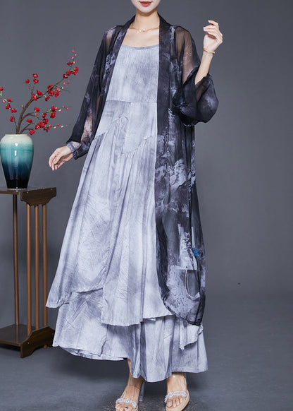 Black Oversized Tie Dye Chiffon Cardigans Summer