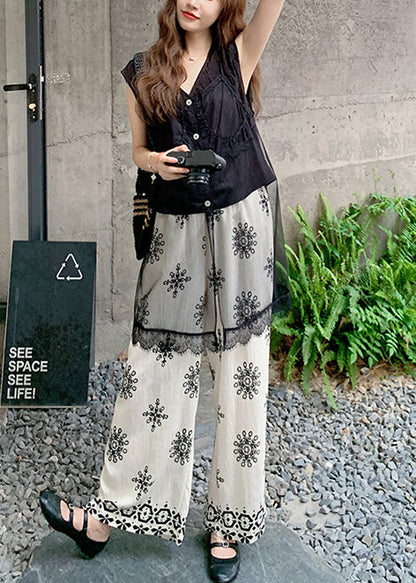 Black Patchwork Tulle Two Pieces Set Sleeveless