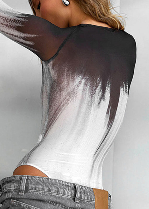 White Tie Dye Sheer Tulle Bodysuit