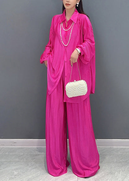 Rose Oversized Wrinkled Draping Two Piece Set Clothing Fall