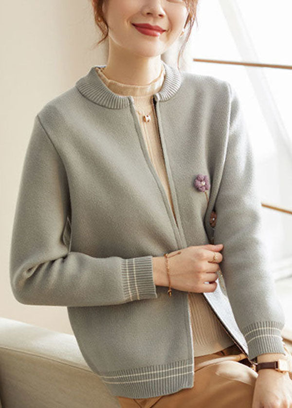 Blue Zip Up Woolen Coat Outwear Long Sleeve