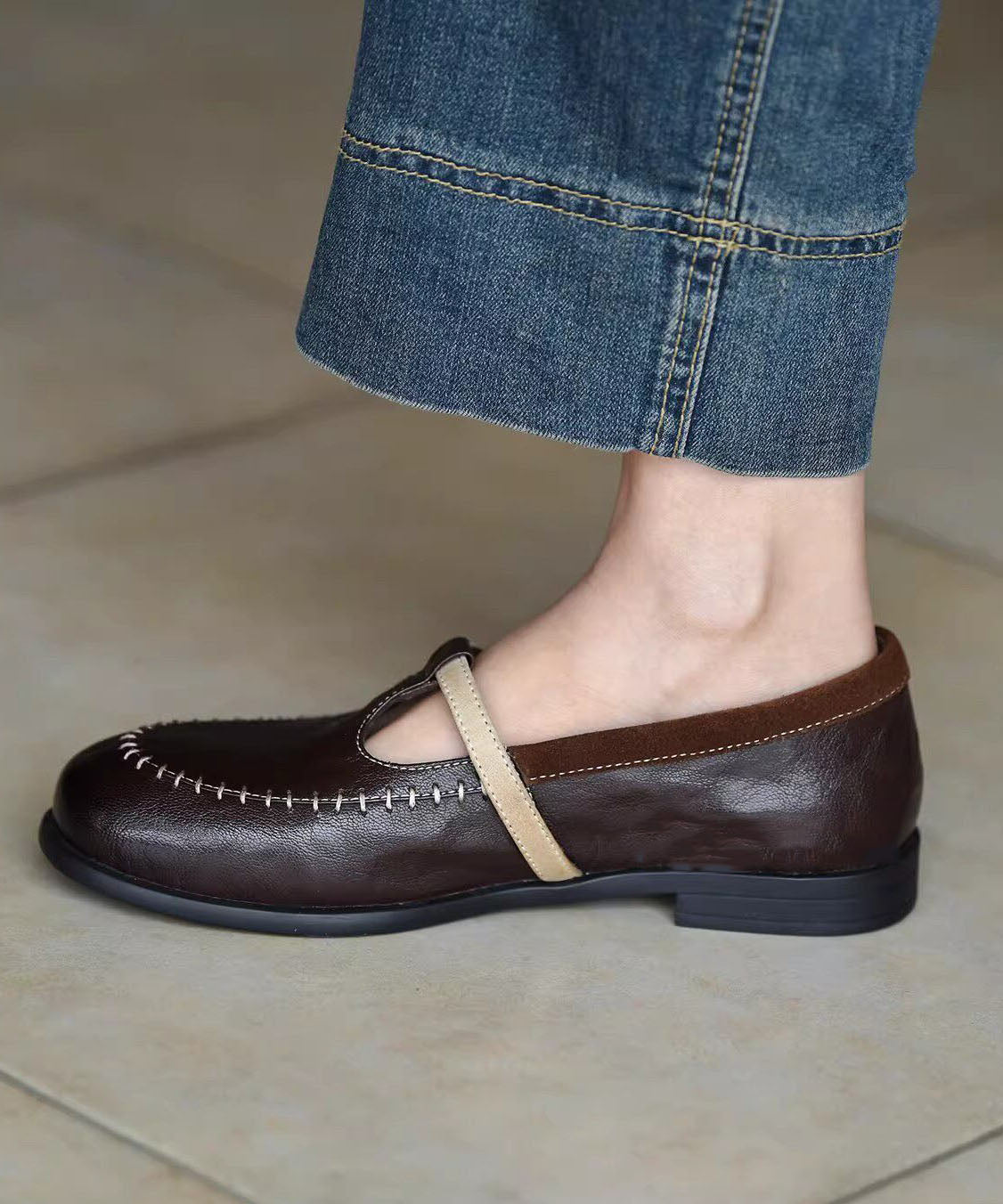 Classy Chocolate Splicing Sheepskin Loafers