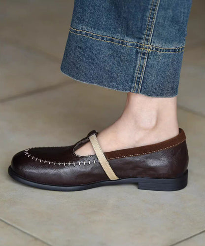 Classy Chocolate Splicing Sheepskin Loafers