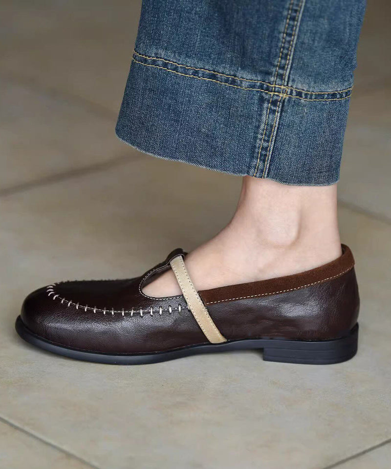 Classy Chocolate Splicing Sheepskin Loafers