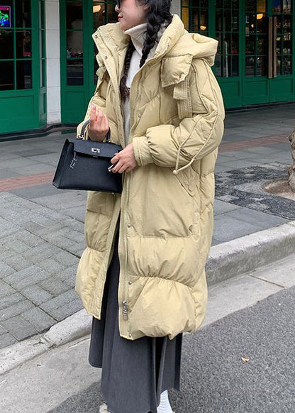 Purple Zip Up Pockets Duck Down Hooded Coats Winter