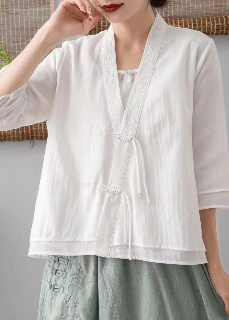 Green V Neck Embroideried Tasseled Linen Cardigans Spring