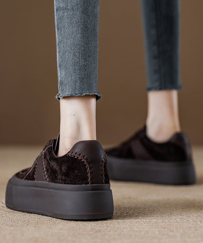 Red Lace Up Suede Splicing Platform Flat Shoes