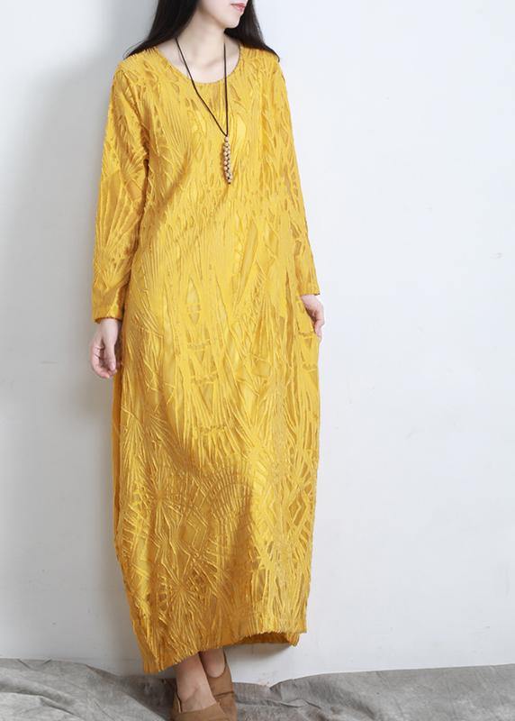 Organic Red Jacquard O-neck Loose Silk Dress Summer