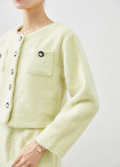 Fluorescent Green Thick Fuzzy Fur Fluffy Two Piece Set Outfits Fall