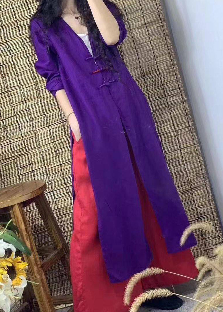 Rose V Neck Trench Coats and Wide Leg Pants Two Piece Set Fall