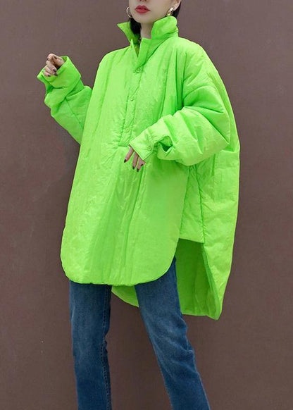Art Stand Collar Low High Design Spring Pattern Sewing Green Blouse