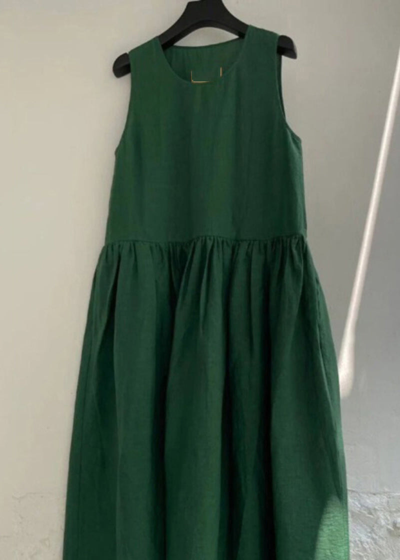 Natural Green Patchwork Maxi Dress Summer