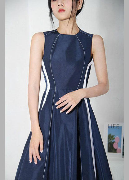 Navy Patchwork Sleeveless Party Dress Summer