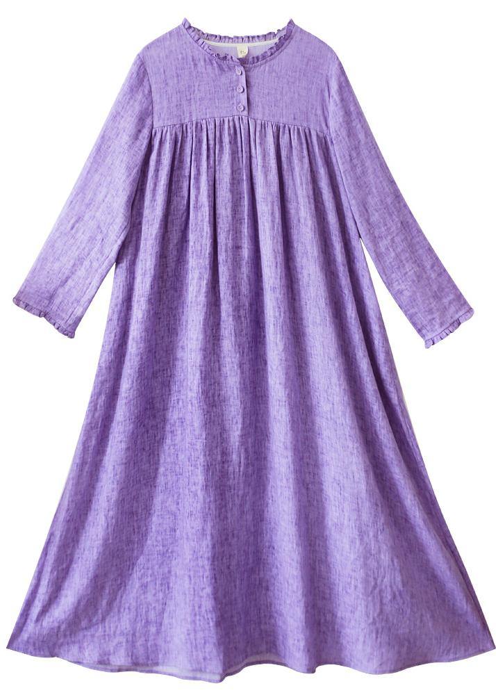 Italian Purple Outfit O Neck Tie Waist Dresses Spring Dresses