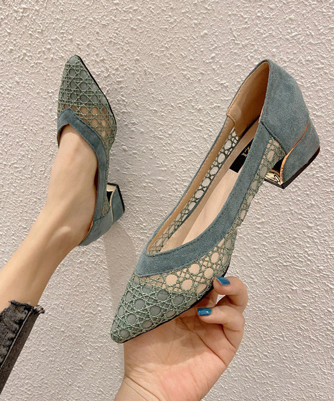 Blue Cowhide Leather Hollow Out Sandals