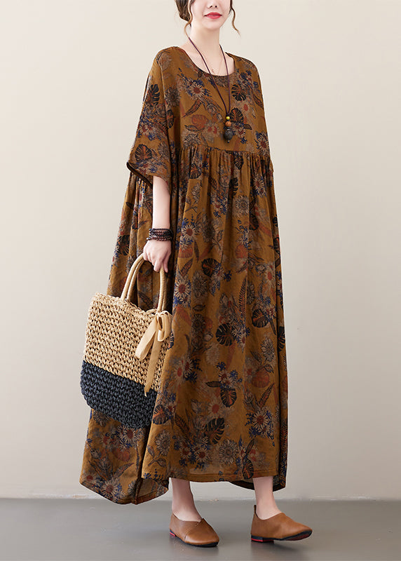 Unique Yellow O-neck Patchwork Party Maxi Dress Summer