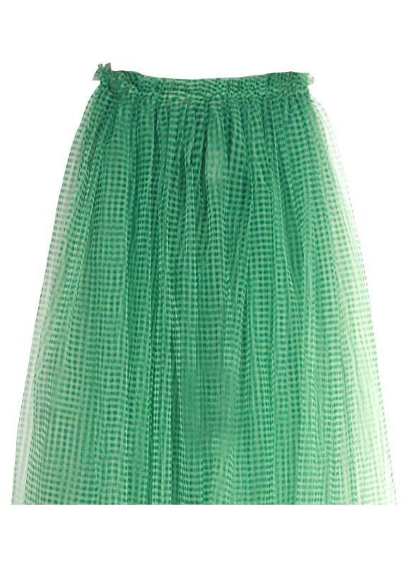 Green Plaid Tulle Vacation Skirts Spring